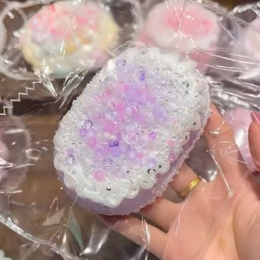 kengkeng milk‑cake‑mousse texture【Purple latte art】Squishy stress relief toy