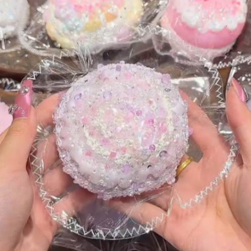 kengkeng milk‑cake‑mousse texture【small purple circle】Squishy stress relief toy