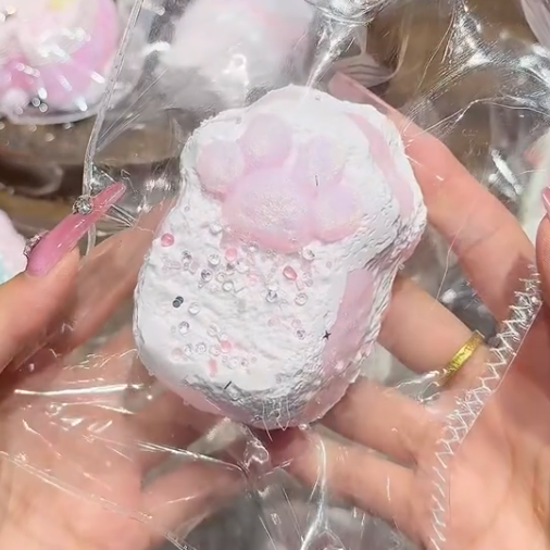 kengkeng Rich creamy texture【Pink cat paw】 Squishy stress relief toy