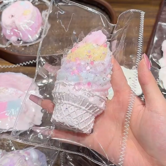 kengkeng milk cake puree texture【ice‑cream cone】 Squishy stress relief toy