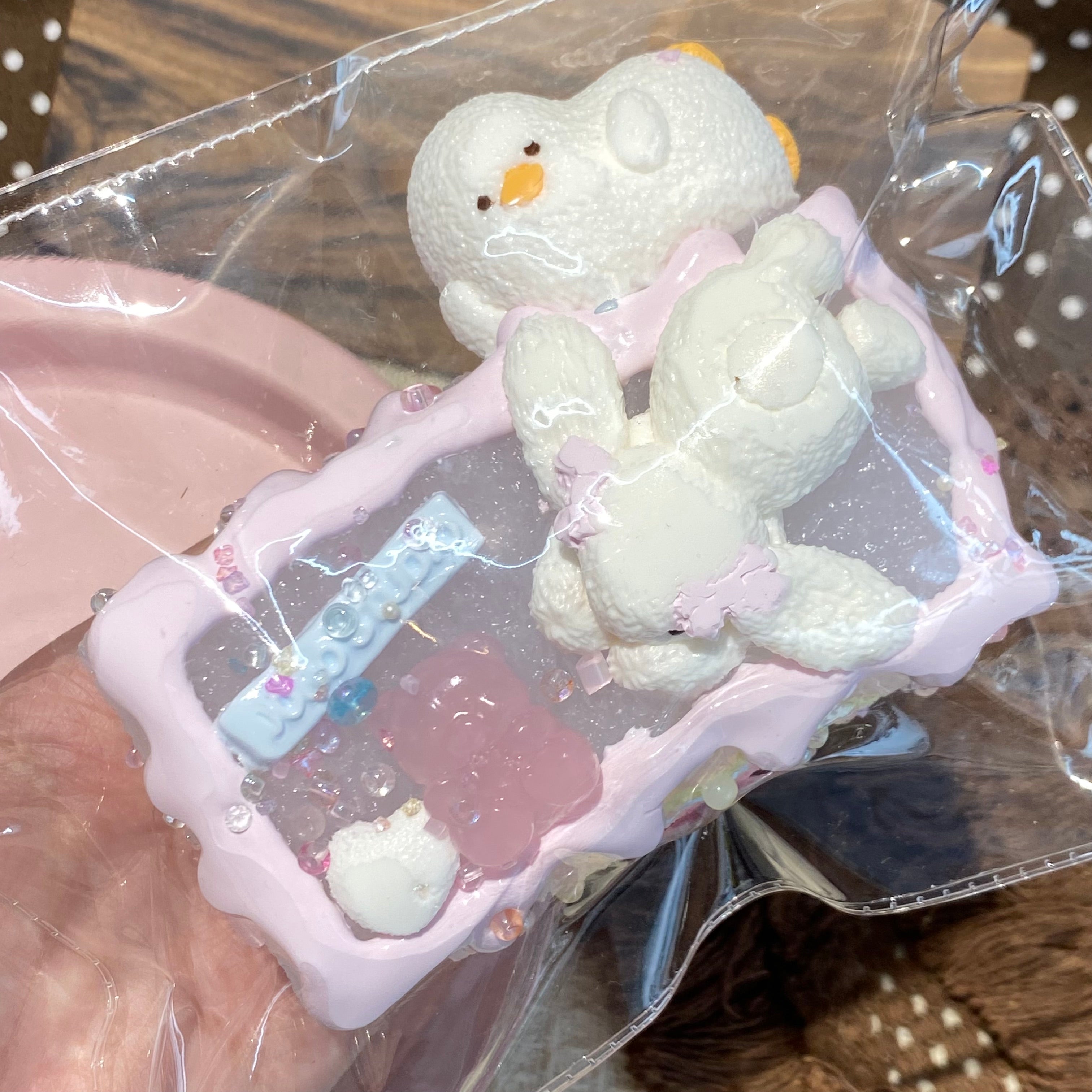 Doro studio  【Transparent long toast with bunny and chick patterns】Squishy stress relief toy