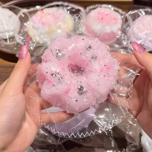 kengkeng milk‑cake‑paste texture【pink hair scrunchie】 Squishy stress relief toy