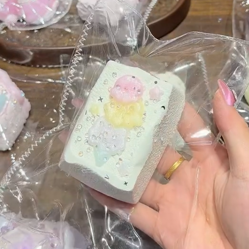 kengkeng milk cake puree texture【Ice Cream Brick】 Squishy stress relief toy