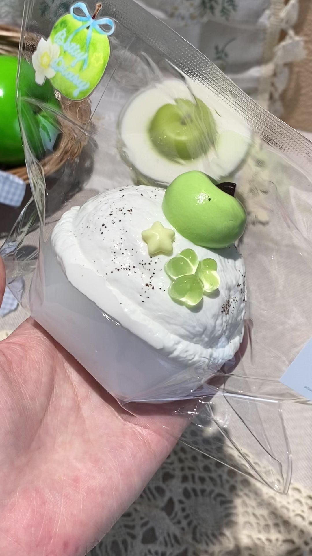【Green Apple Pudding Bowl】Squishy stress relief toy