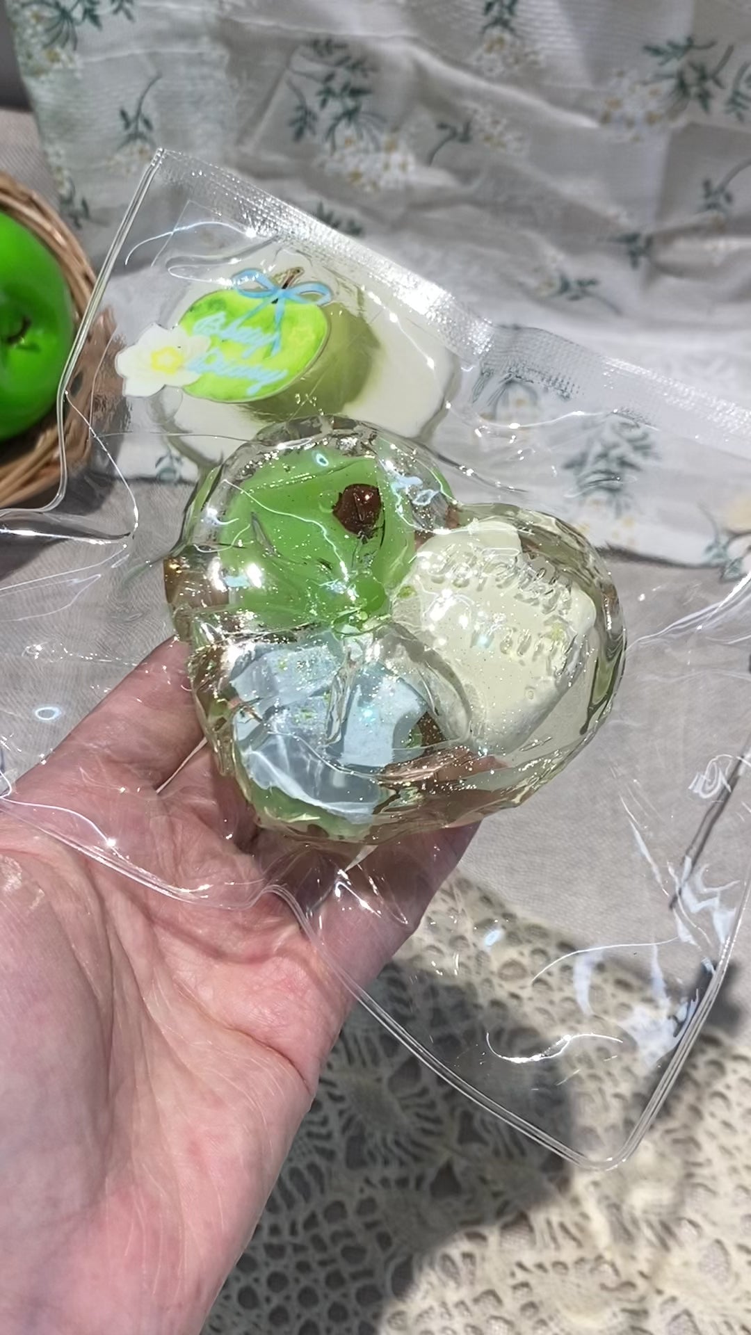 【Green apple glass heart】Squishy stress relief toy